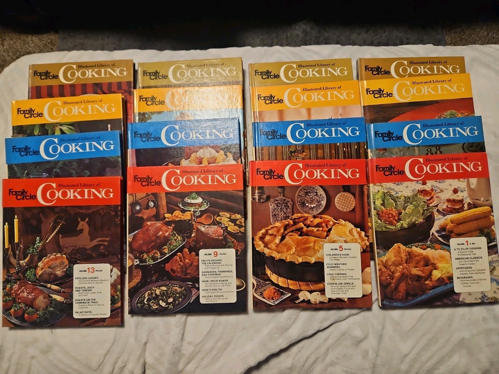 Vintage 1972 Family Circle Illustrated Library of Cooking Cookbooks Volumes 1-16