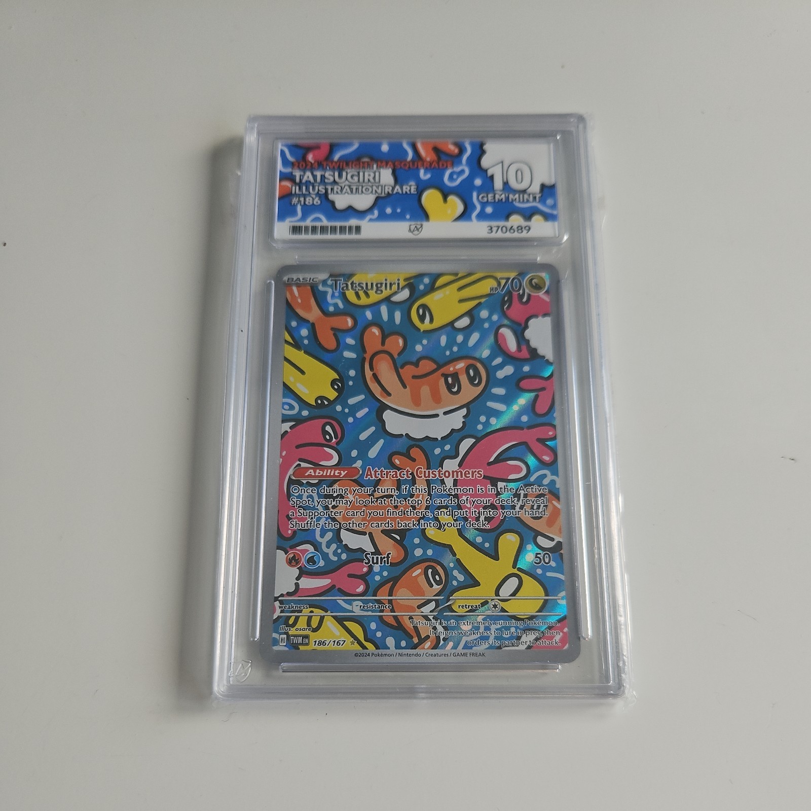 Tatsugiri Illustration Rare ACE 10 GEM MINT Twilight Masquerade 186/167 Pokemon