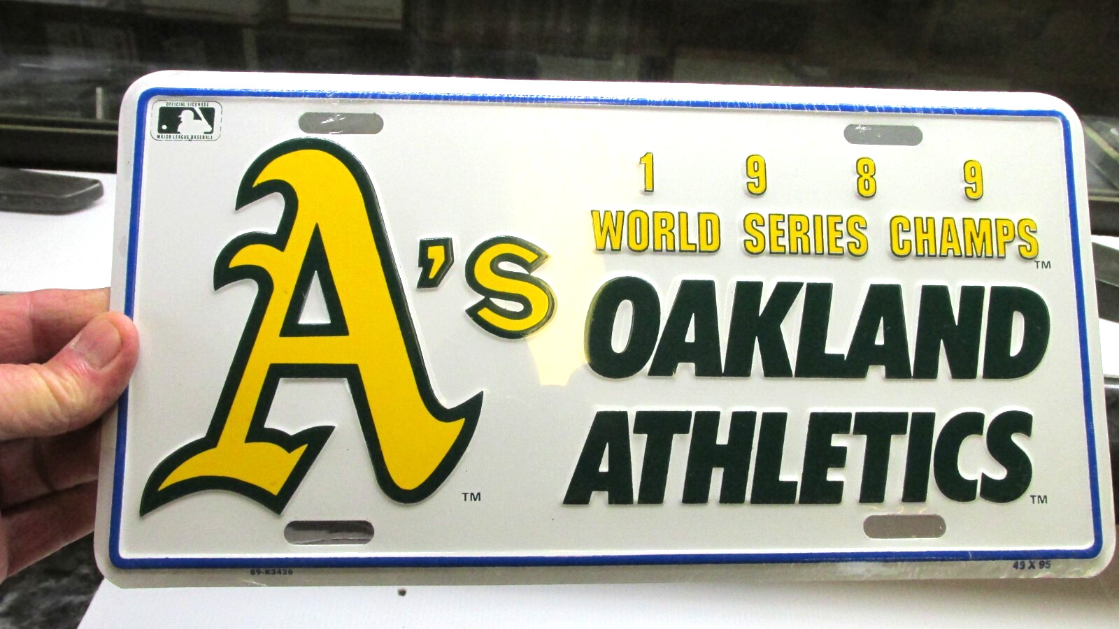 Vintage NOS  Oakland  A\' S 1989 Champs  Metal License Plate Embossed  Sign