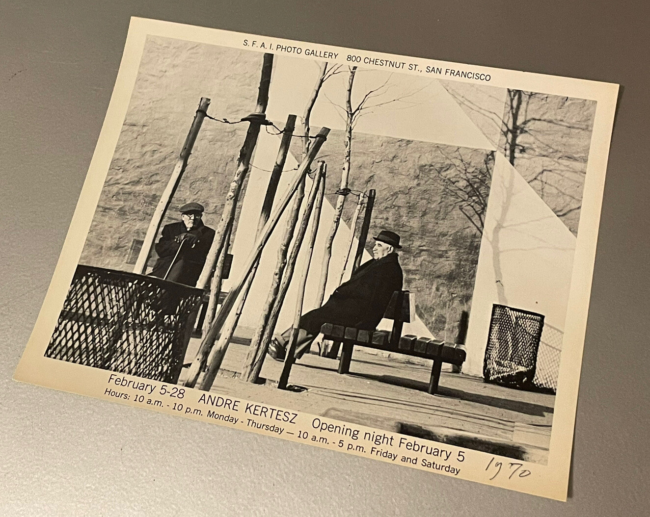 Andre Kertesz Hand Signed Dated Photography Show Invitation 1970 André Kertész