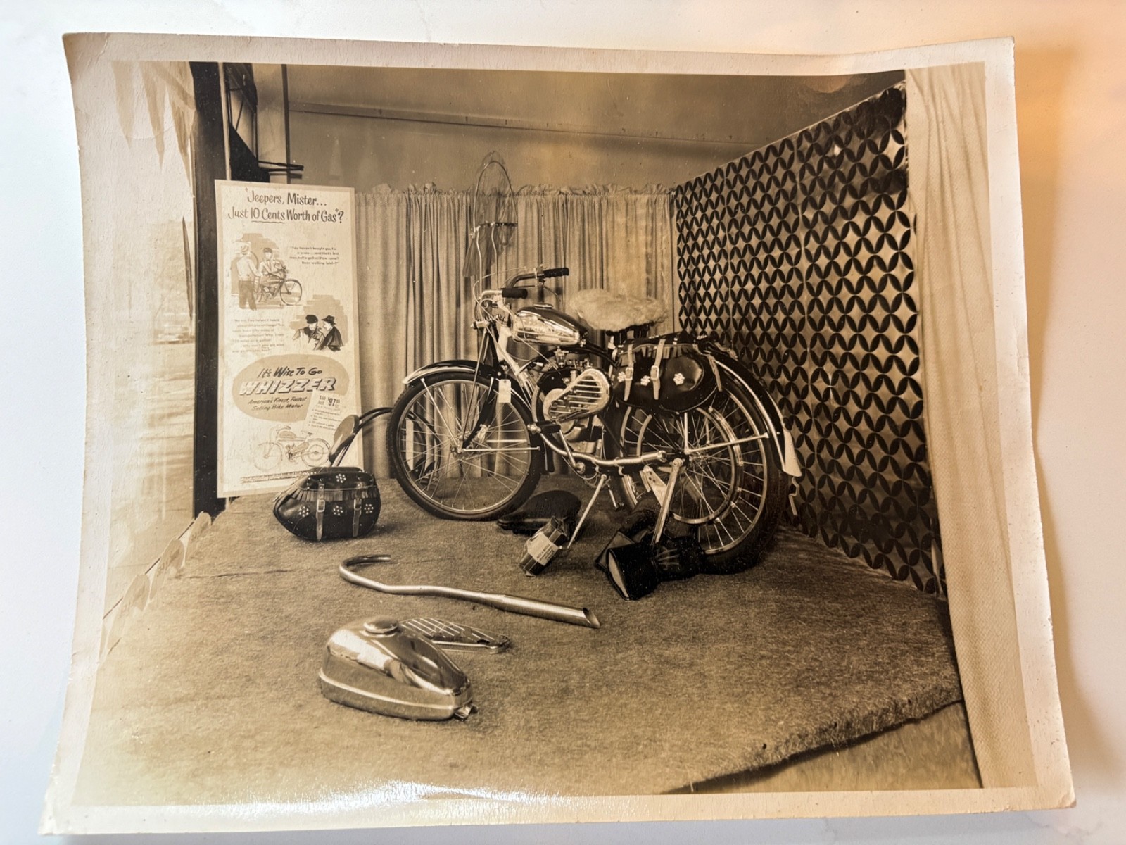 1950s 8x10 Whizzer Schwinn Dealer window photograph RARE 