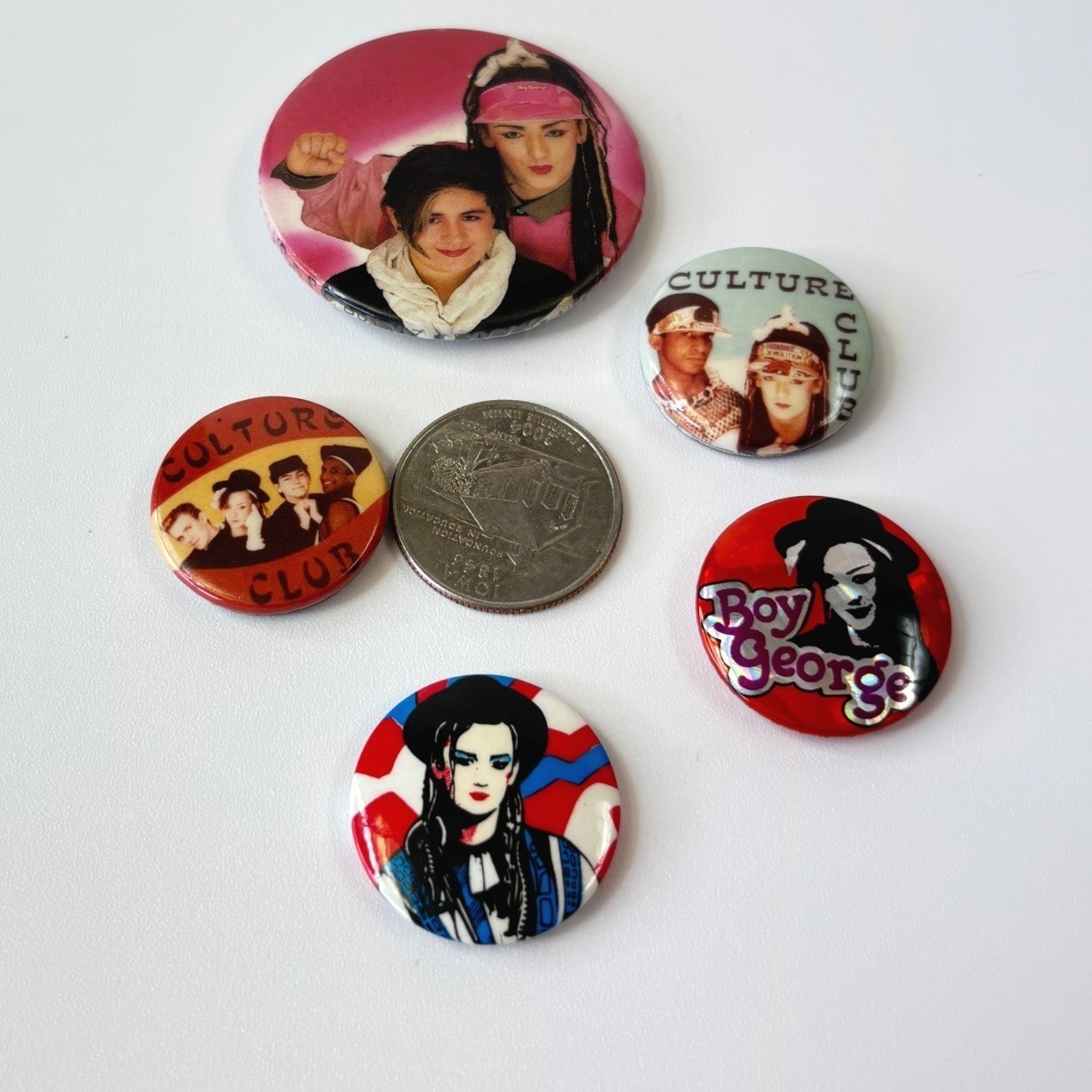 Vintage Culture Club Boy George Pinback Button Set 80s Band Merch 5 Pieces