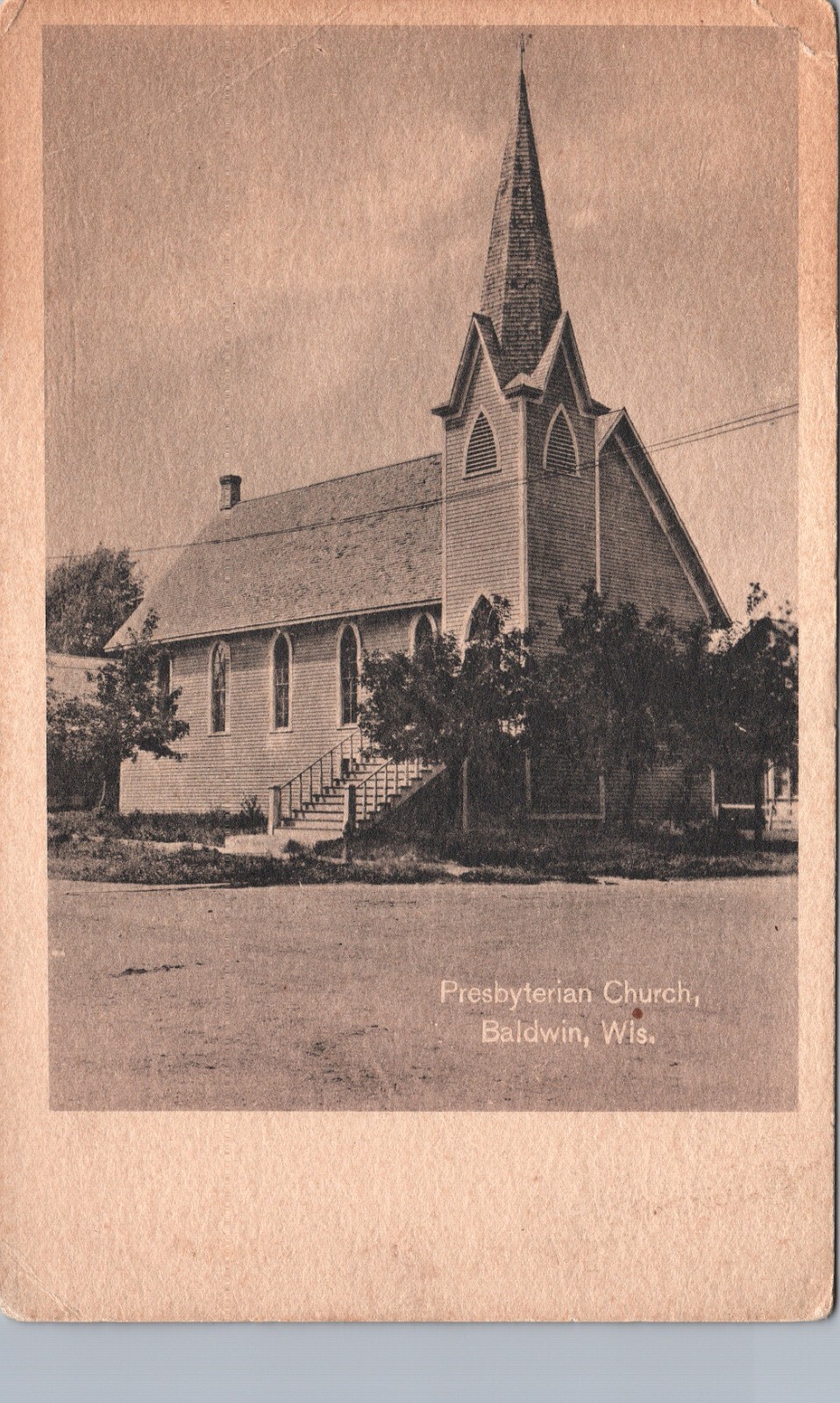 PRESBYTERIAN CHURCH baldwin wi original antique postcard wisconsin
