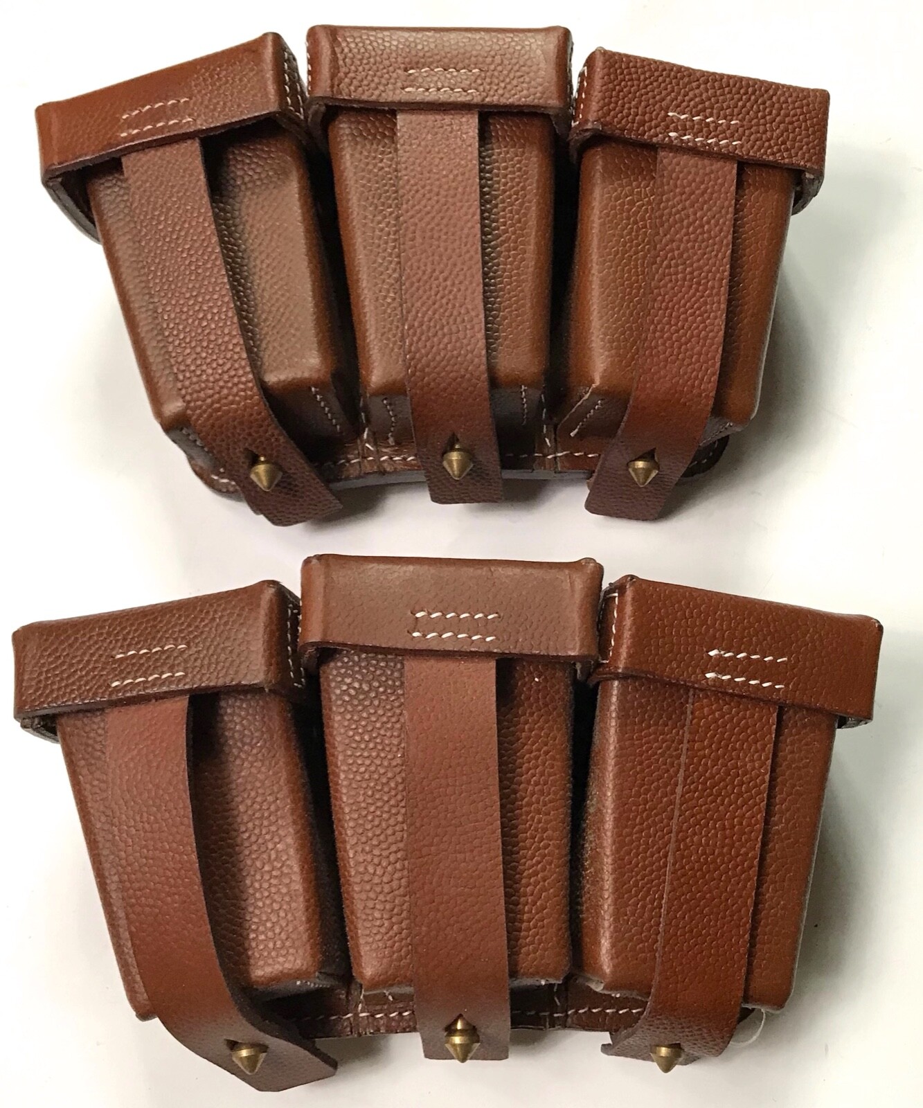 WWI GERMAN M1909 G98 GEW98 GEW 98 RIFLE AMMO POUCHES-BROWN LEATHER