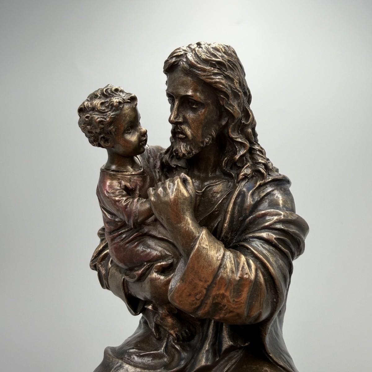 Jesus With Child Statue Bronze Finish Religious Figurine Christian Gift Decor