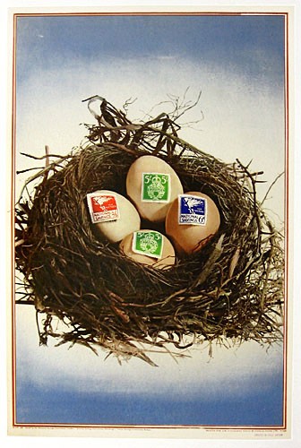 Original WWII British National Savings Poster - Eggs in Nest