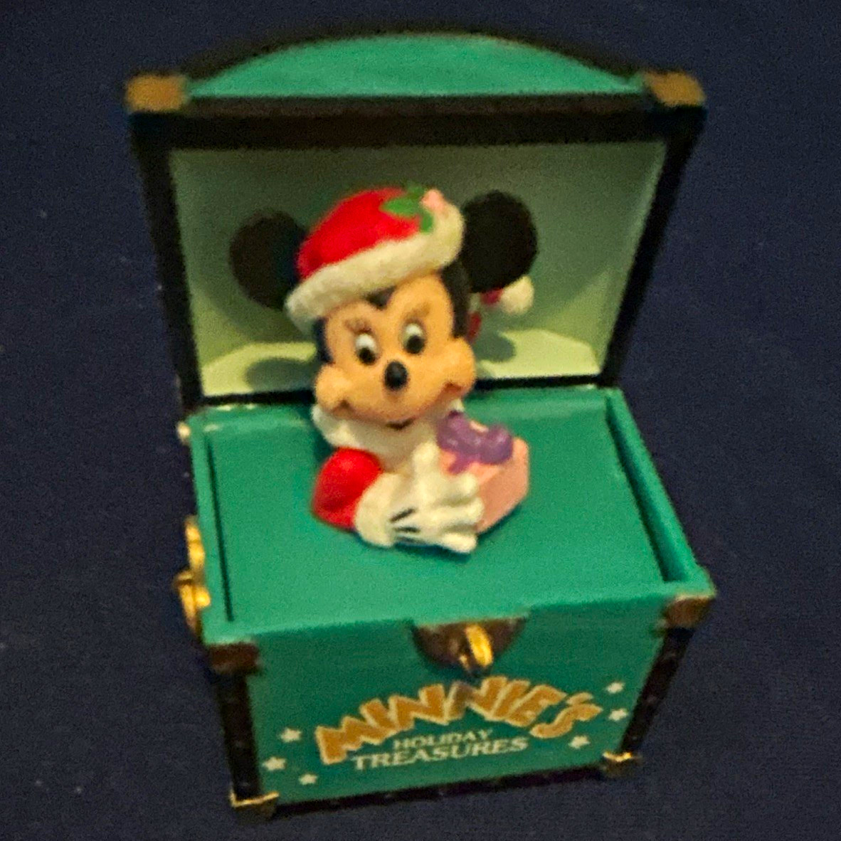 Vintage 1994 Enesco Disney Wood Trinket Box Green Minnie’s Treasures