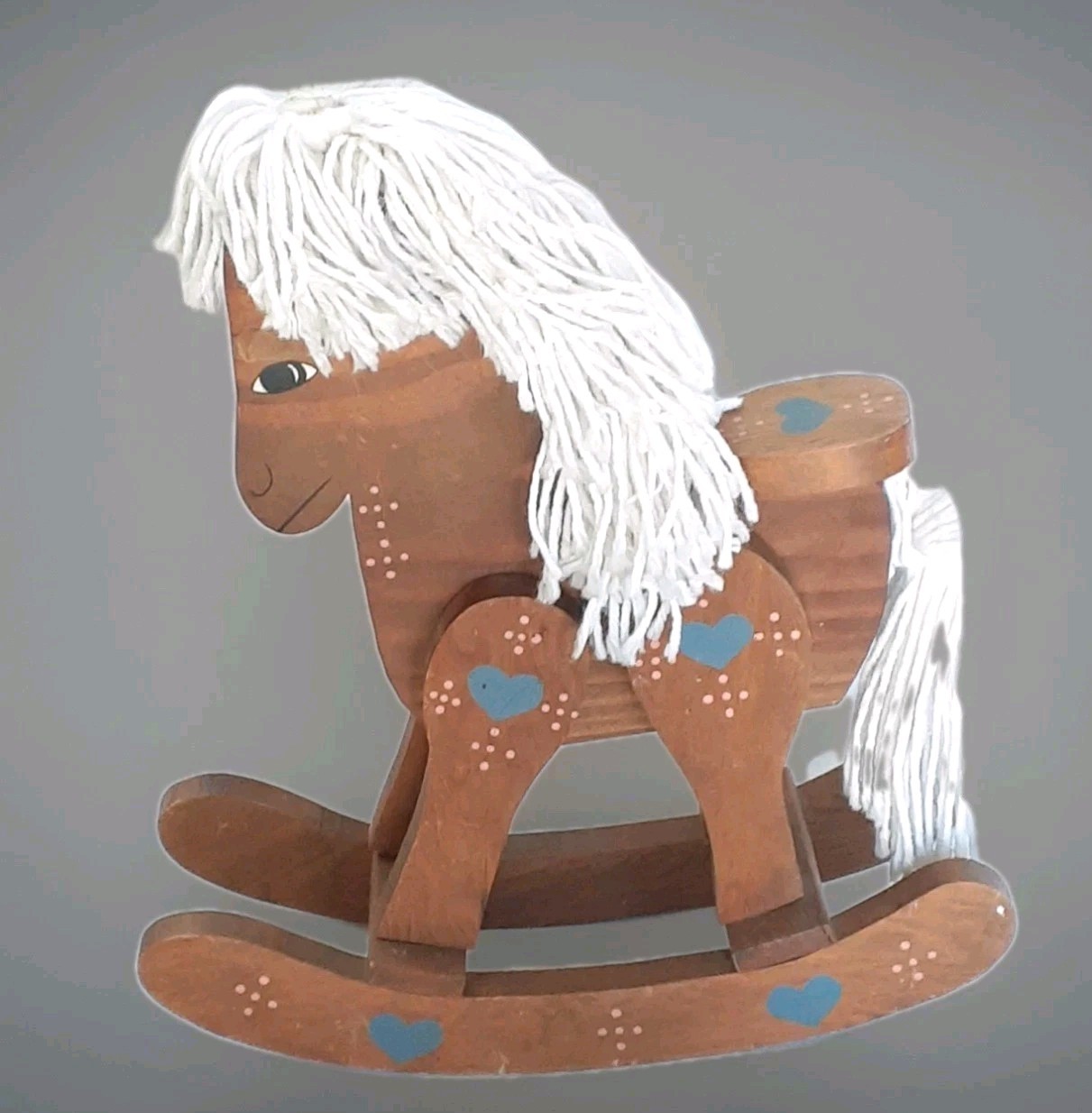 Vintage Country Rocking Wooden Horse Doll Size Handcrafted 1970\'s 16\