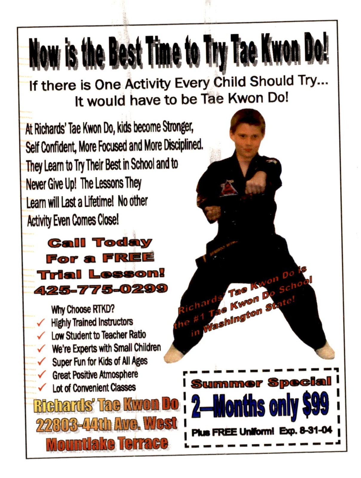 Richards\' Tae Kwon Do - Summer Special 2002 Postcard