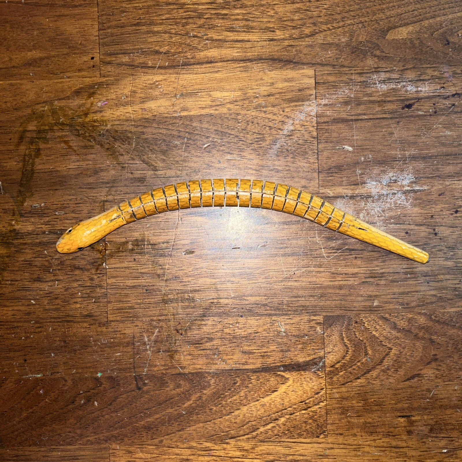 Vintage Reticulated 9” Wooden Snake hand Carved folk art wood 