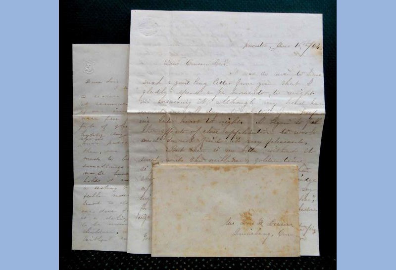 1854 antique LOT LOIS LEAVENS letters COVER quinebaug ct ephemera envelope