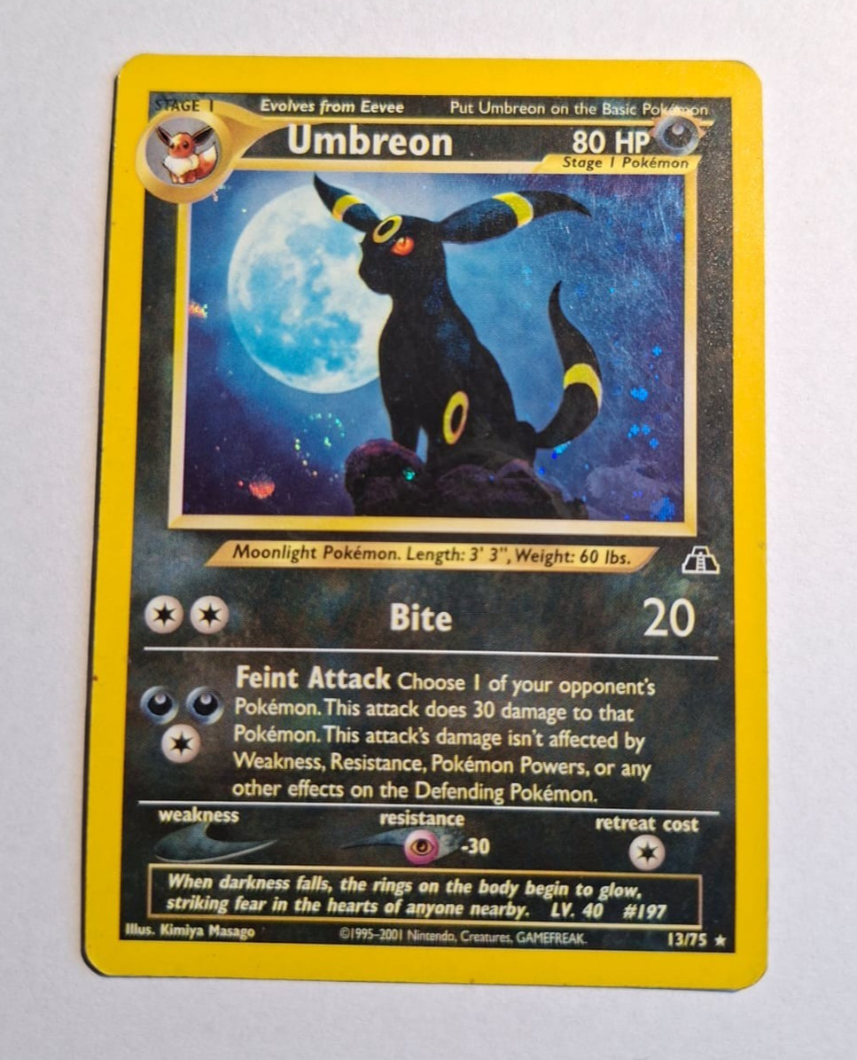 Pokemon TCG MP Umbreon 13/75 Neo Discovery Unlimited Holo Rare 13/75 + swirl