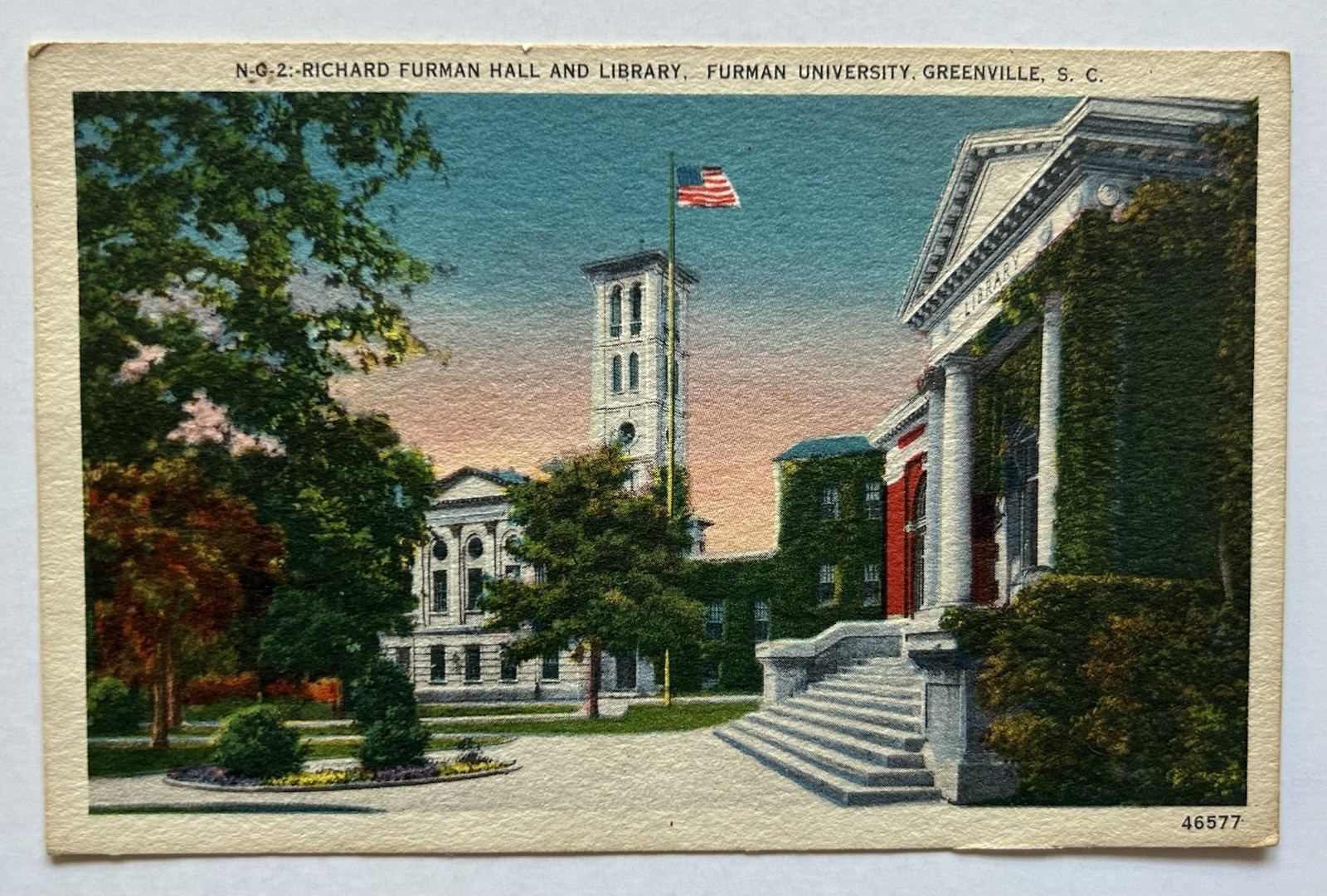 Richard Furman Hall Library Furman University Greenville SC 1957 Postcard B10