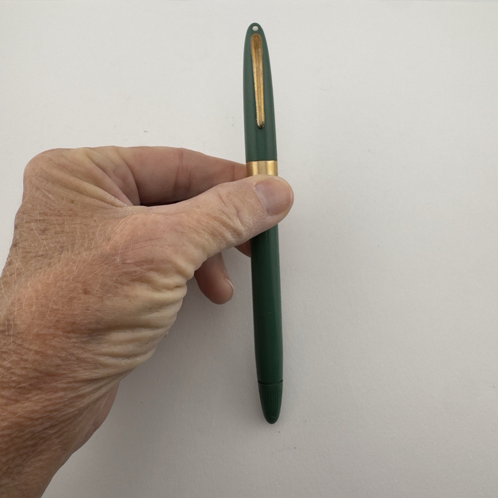 Vintage Sheaffer Snorkel White Dot Fountain Pen w/ 14k Gold Nib Green
