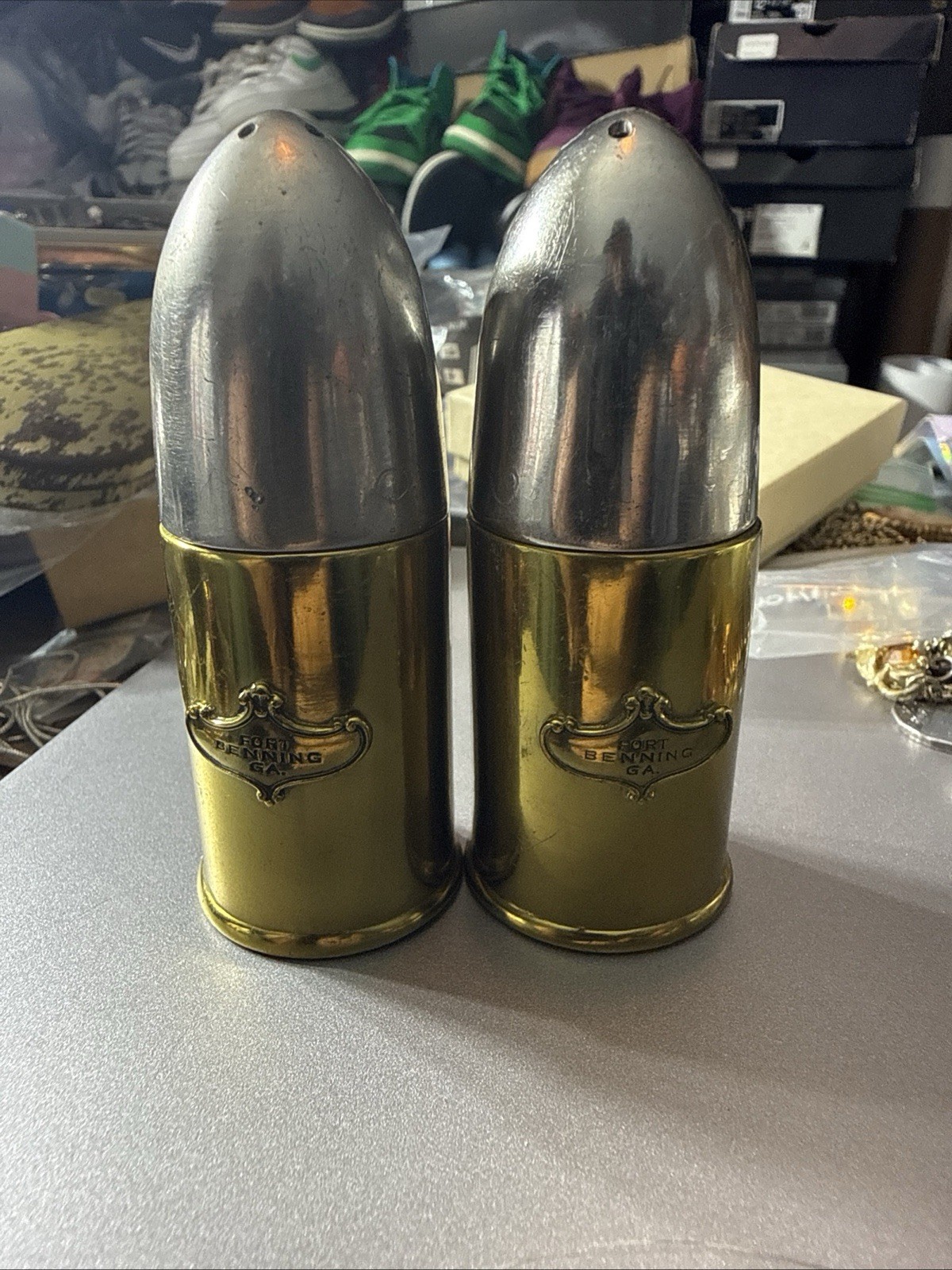 Vintage Weidlich Bros WB Mfg Co #176 Fort Benning GA Artillery Shell Pair RARE