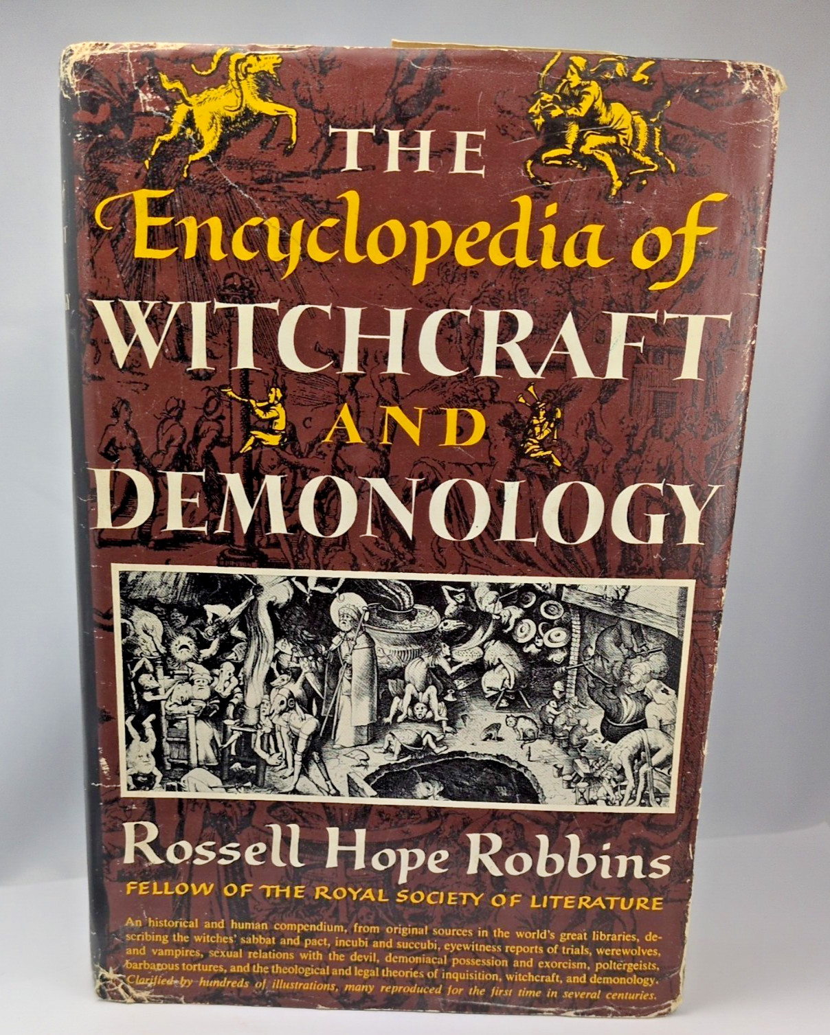 1959 Encyclopedia Witchcraft Demonology Robbins Hardcover DJ Occult Illustrated