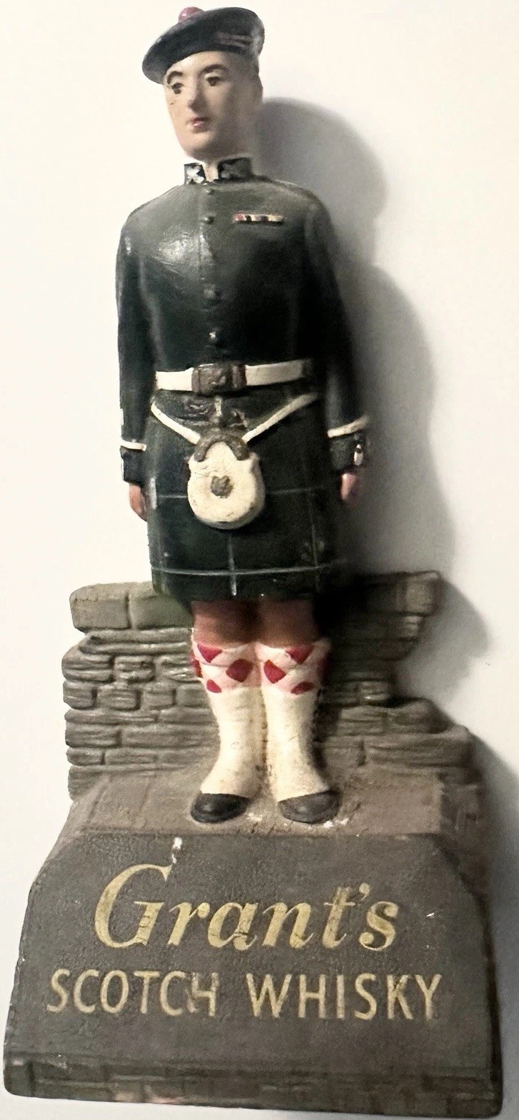 Vintage 1960s Grants Scotch Whisky Ceramic Bar Display Statue Highlander 10 Inch