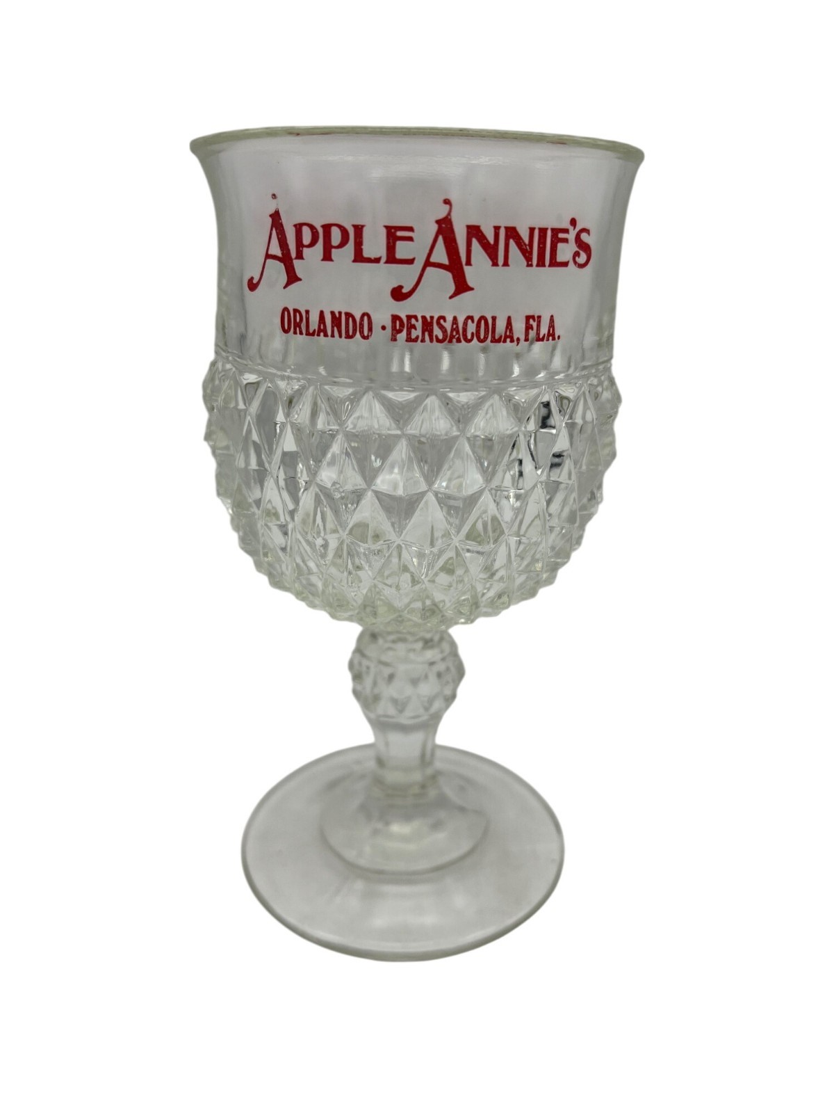 Apple Annie\'s Orlando Pensacola Diamond Point Goblet Barware 6.5\