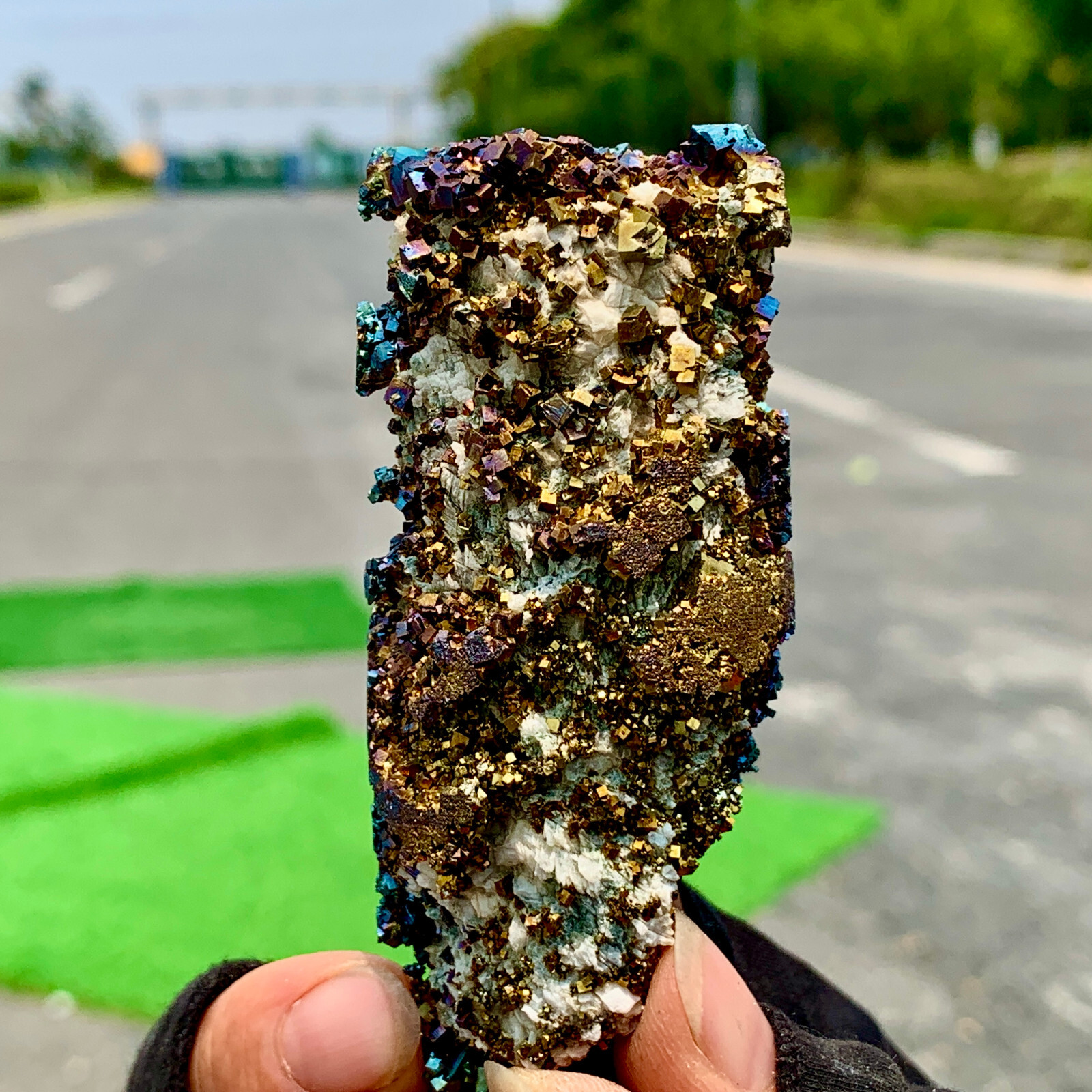 123G Natural colorful Chalcopyrite Calci crystal cluster rare mineral samples