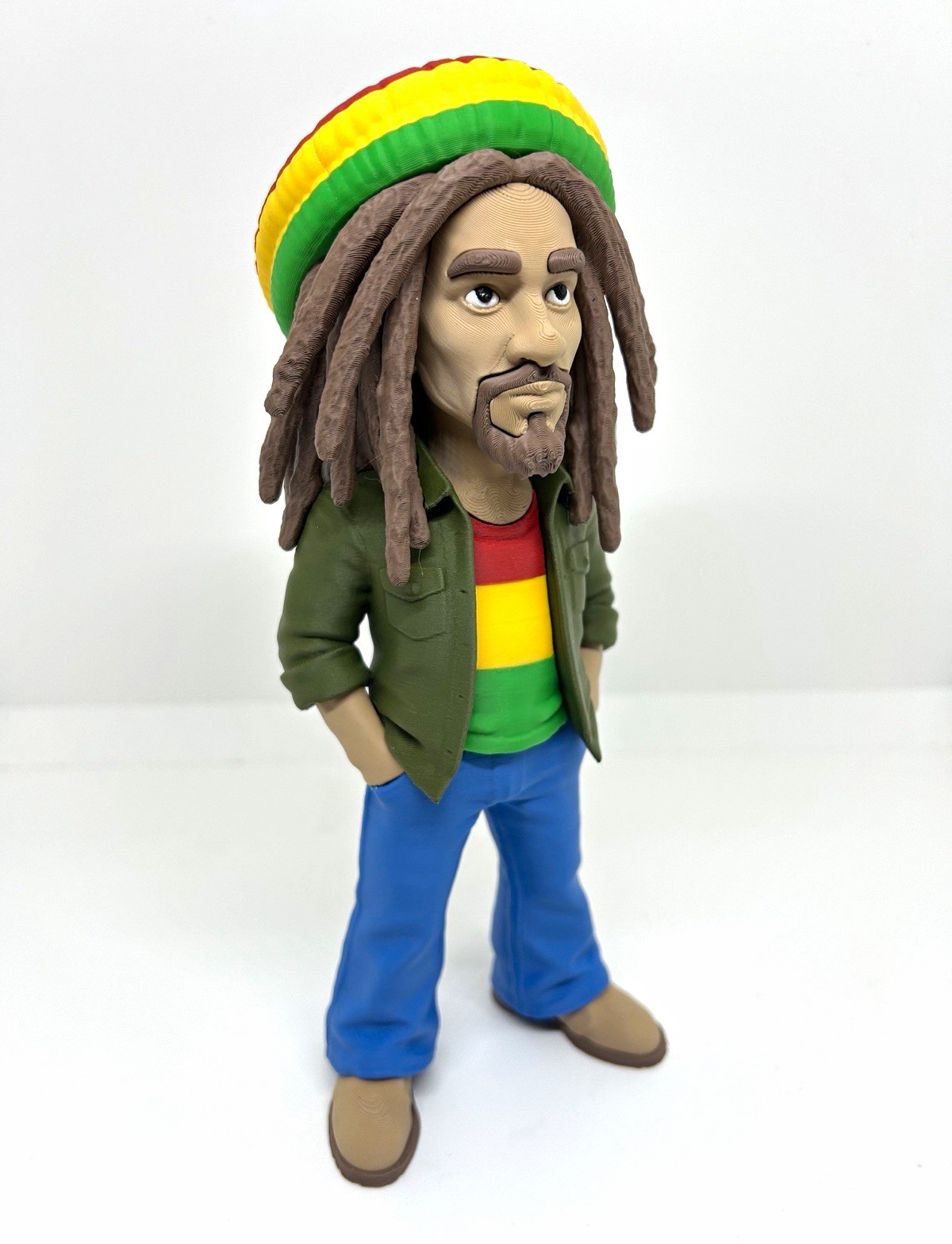 Rasta Man Dreadlocks Figure Collectible Character - Multicolor Beanie Hat