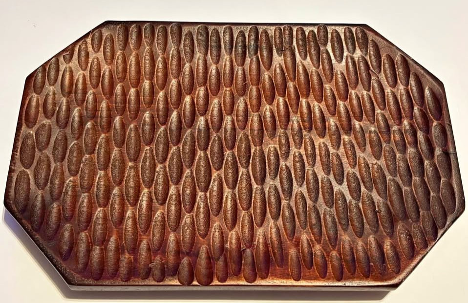 Vintage Handcrafted Wooden Tray Platter Charcuterie Honeycomb Texture