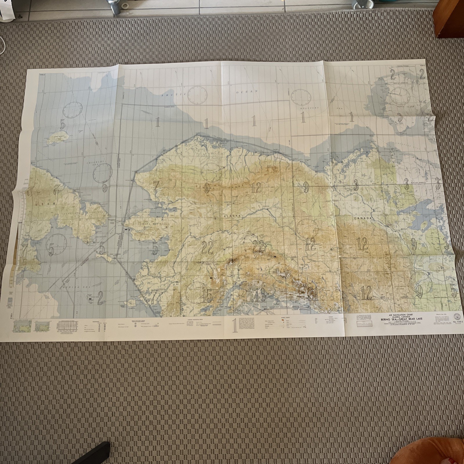 Vintage 1965 Alaska Canada Air Navigation Chart U.S. Navy V30-2