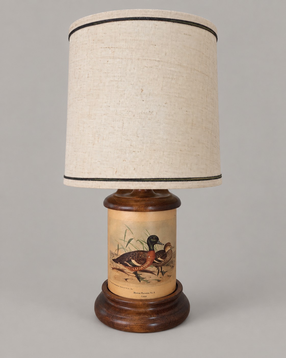 Vintage Mid Century Duck Lamp Mareca Punctata John Gould Wood Cabin Table Light