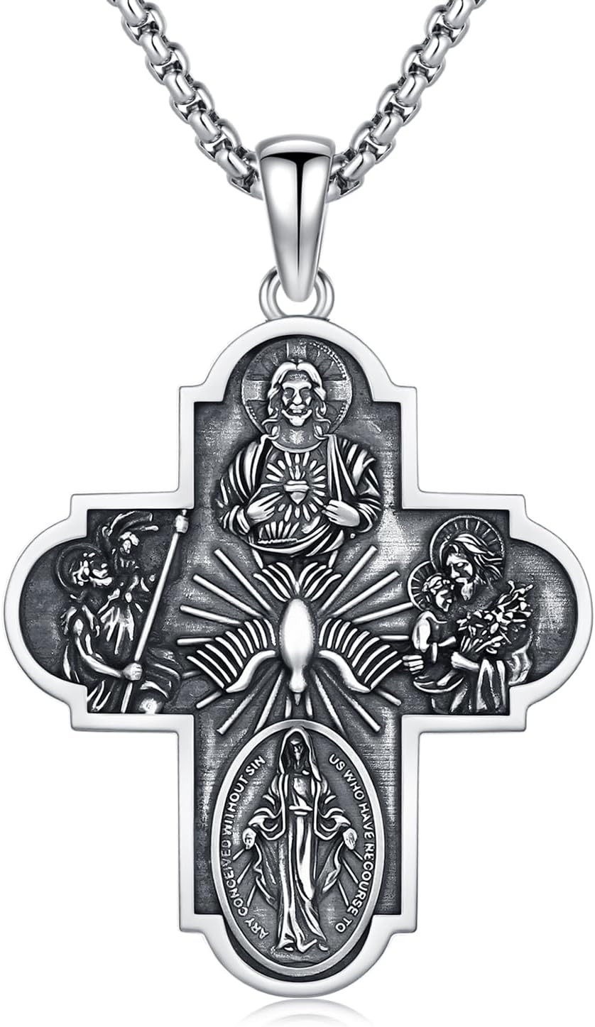 925 Sterling Silver Patron Saint Medals for Men Women