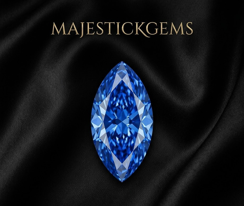 2 Ct Marquise Cut Blue Lab Grown Diamond VVS1 D Certified Loose Stone