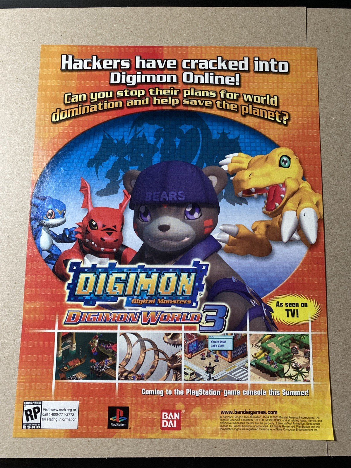 Digimon World 3 PlayStation Hackers Print Ad/Poster Official Promo Art