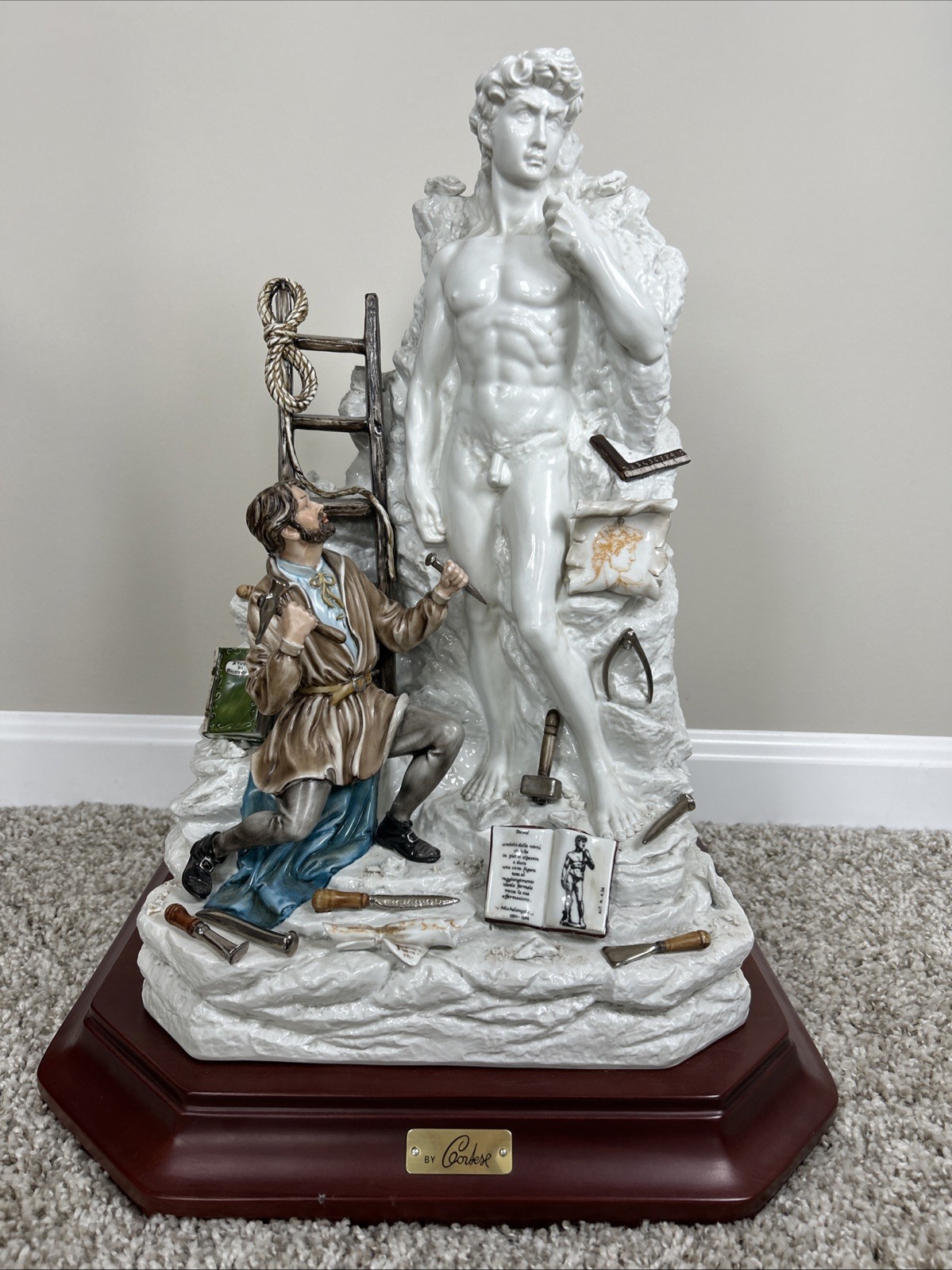 18” Germano Cortese Capodimonte Michelangelo Sculpting DAVID Ltd Ed Porcelain