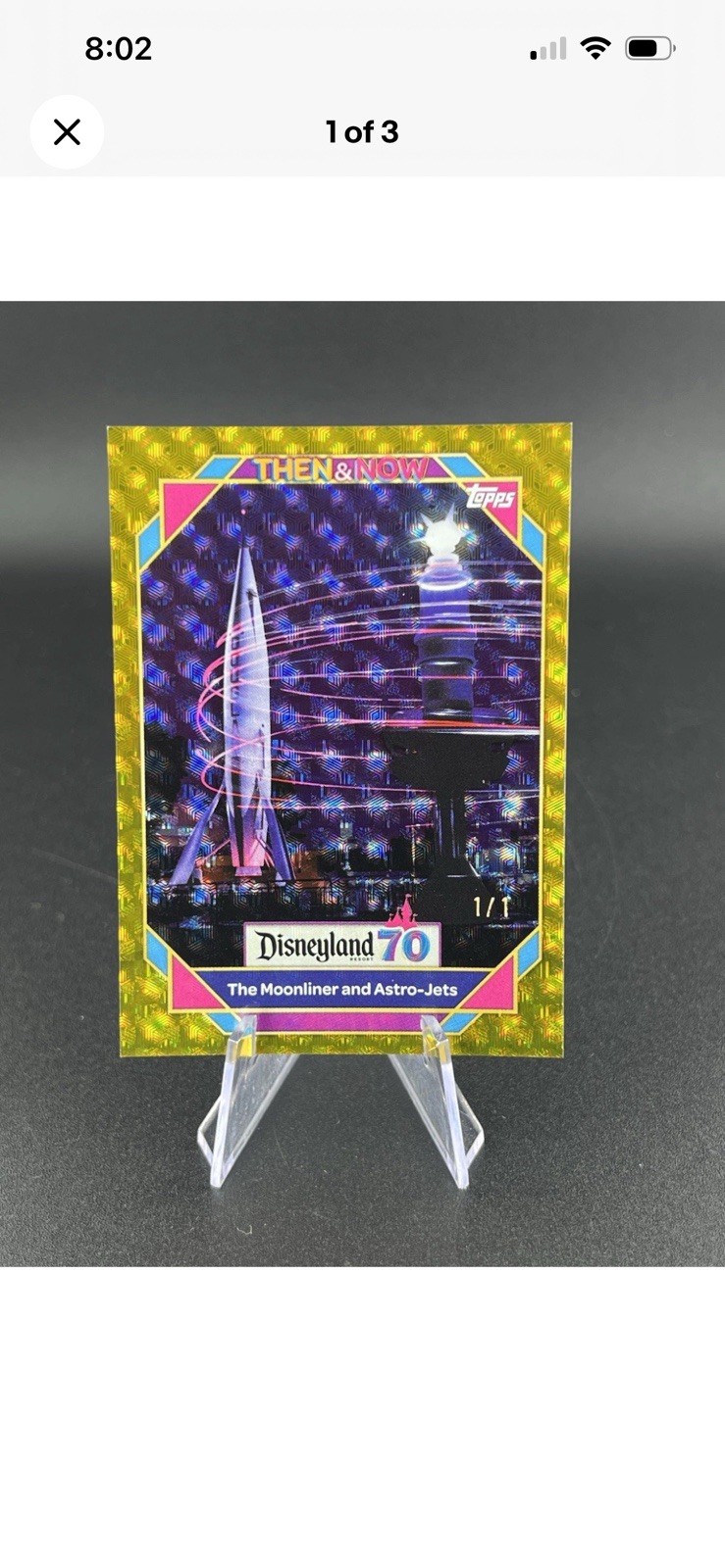 2025 Topps Disneyland 70 Then & Now Moonliner and Astro-Jets 1/1 Gold Refractor