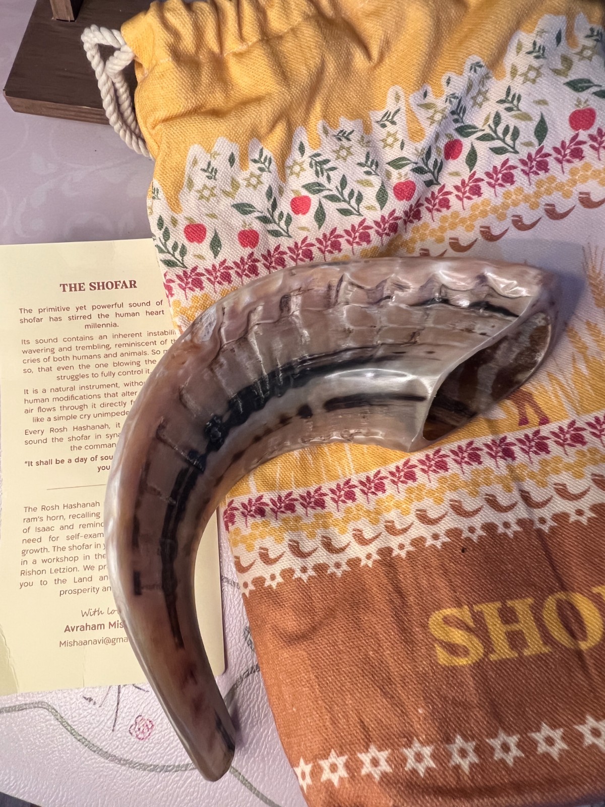 Authentic polished natural Ram’s Horn Shofar