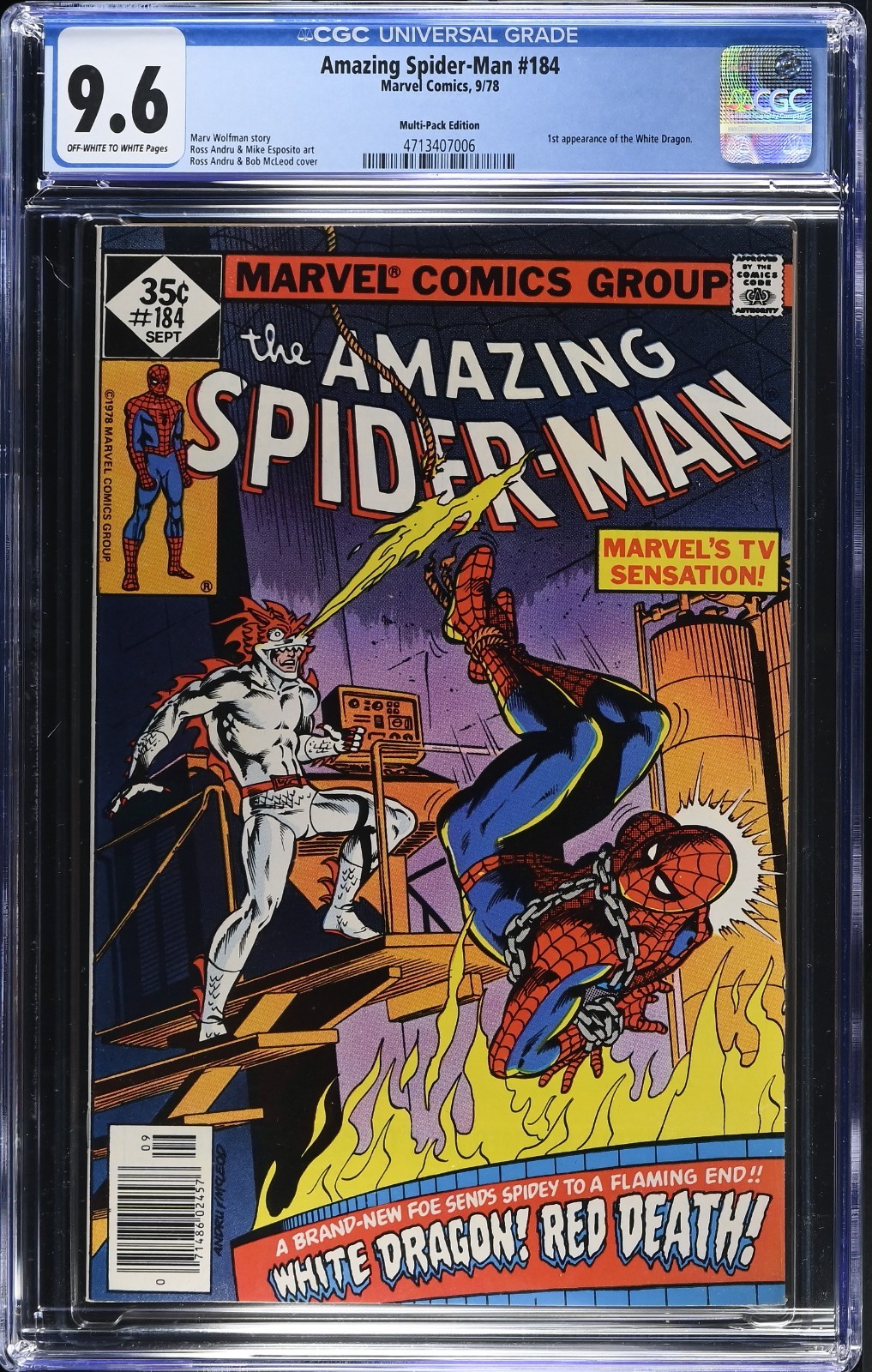 AMAZING SPIDER-MAN #184 RARE MULTI-PACK EDITION CGC 9.6, 1978 2ND HIGHEST GRADED