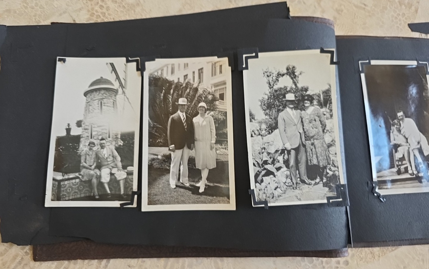 1920s Antique ASBURY PARK NJ & 17 PHOTOS Leather Album Souvenir Golf Lighthouse