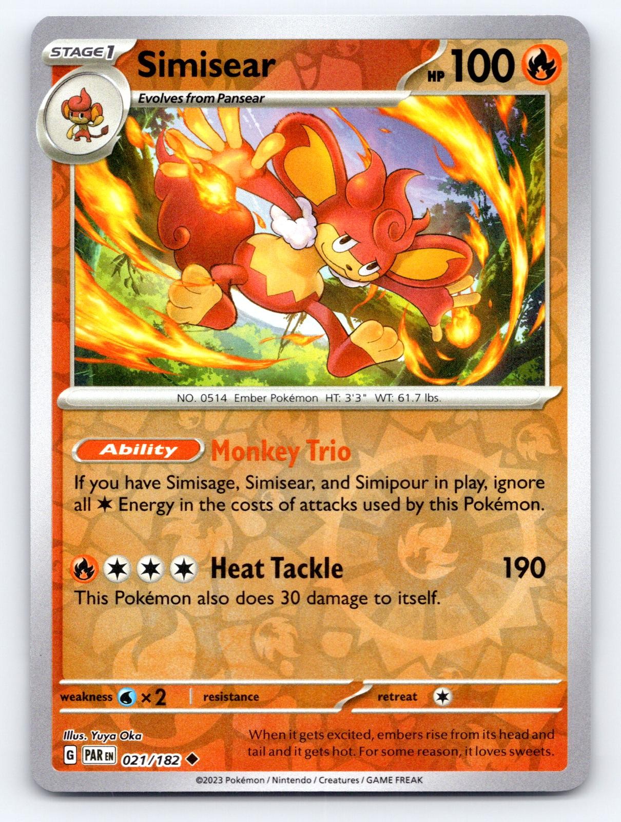 Simisear 021/182 Uncommon Paradox Rift Pokemon Reverse Holo Near Mint