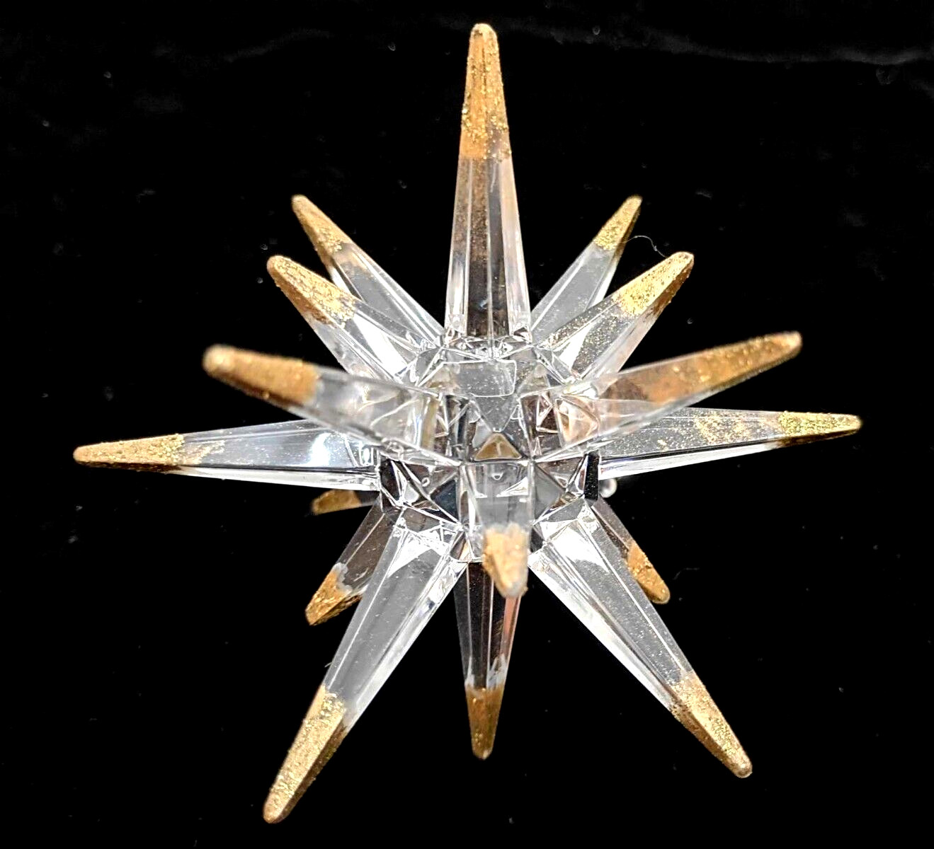 Lg Gold Tip Moravian Sputnik Star Topper for Ceramic Christmas Tree lights bulbs