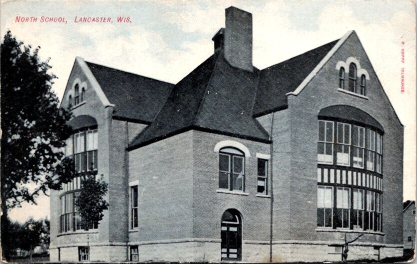 Vintage Postcard View of North School Lancaster Wisconsin WI c.1907-1915    1607