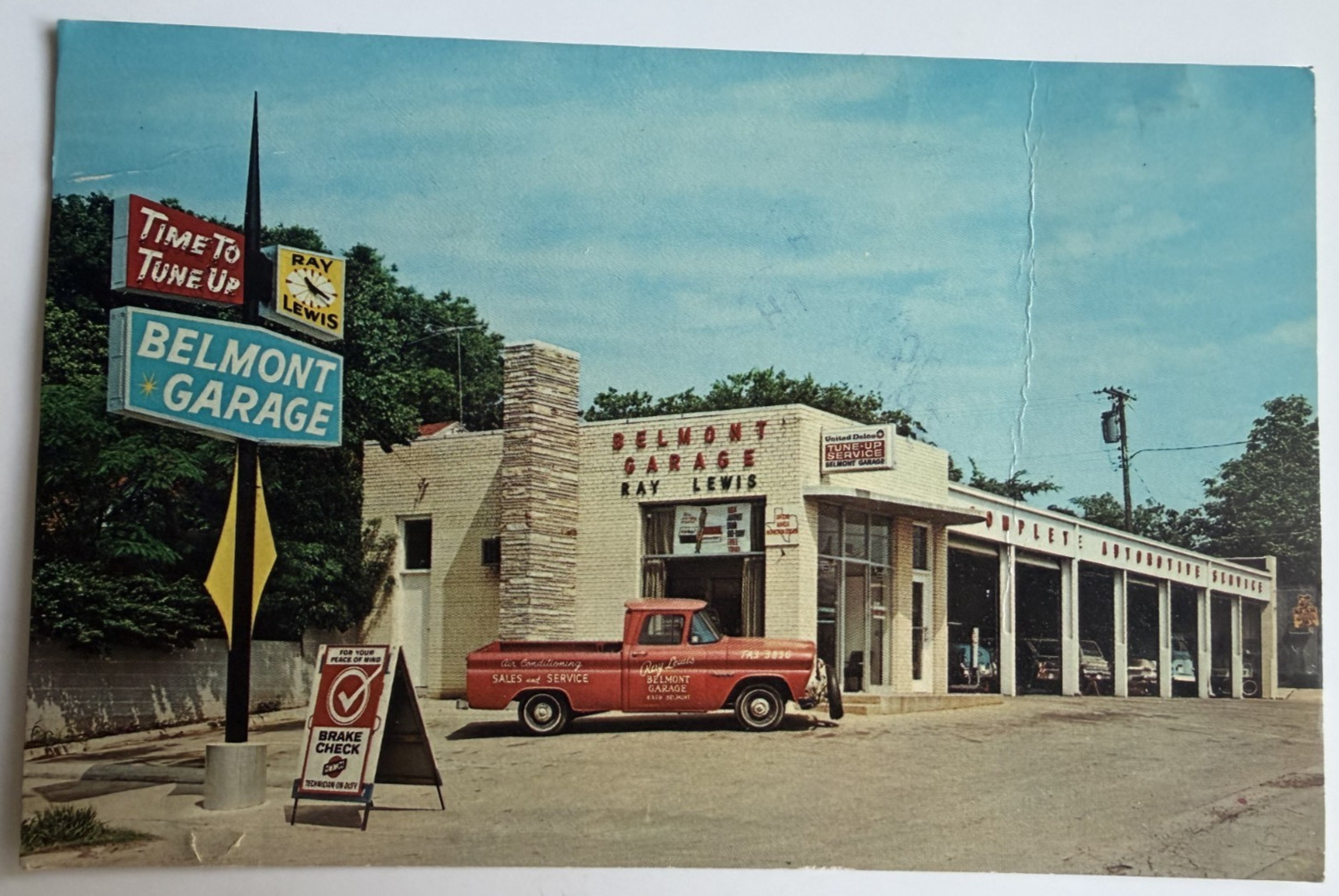 Vintage Postcard Belmont Garage Ray Lewis Service Center Truck Dallas Texas 