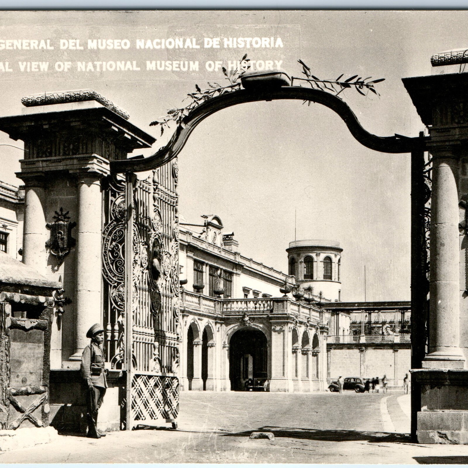 c1940s Mexico City Chapultepec Castle Gate RPPC National History Museum Guard