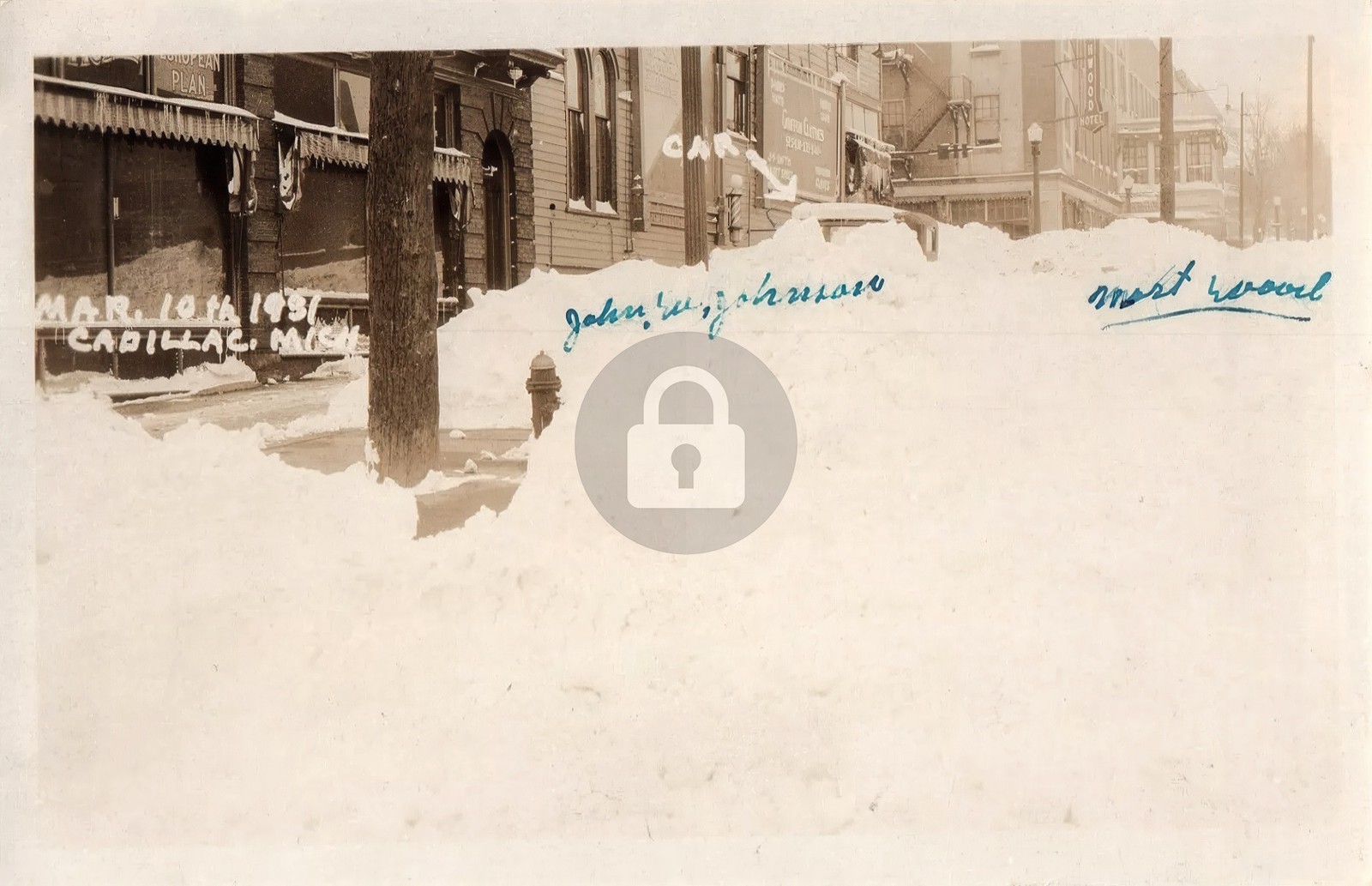 Cadillac MI Michigan Snowstorm Winter Scene 1931 RPPC Photo Postcard COPY