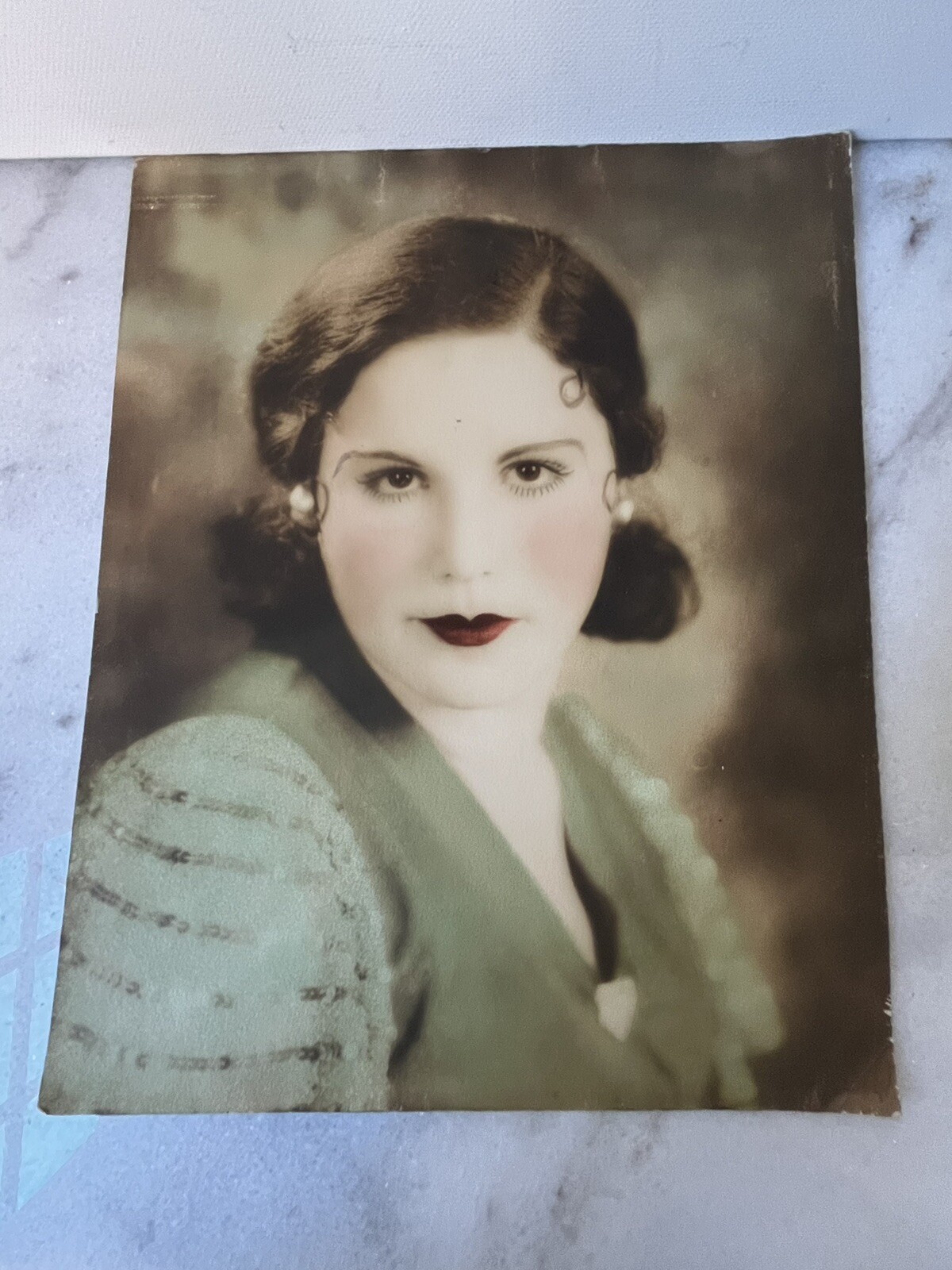 1914 Young Lady Photograph Close-up Headshot Antique ORIGINAL 8x10”…