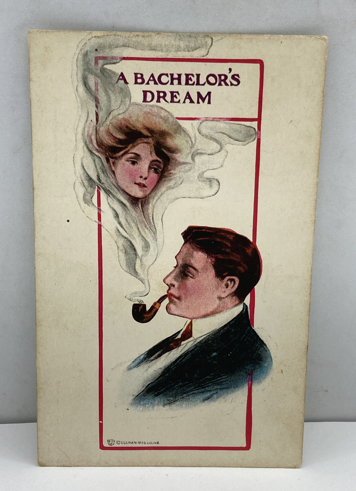 Fantasy A Bachelors Dream Pretty Woman Appears In Smoke Postcard Unposted