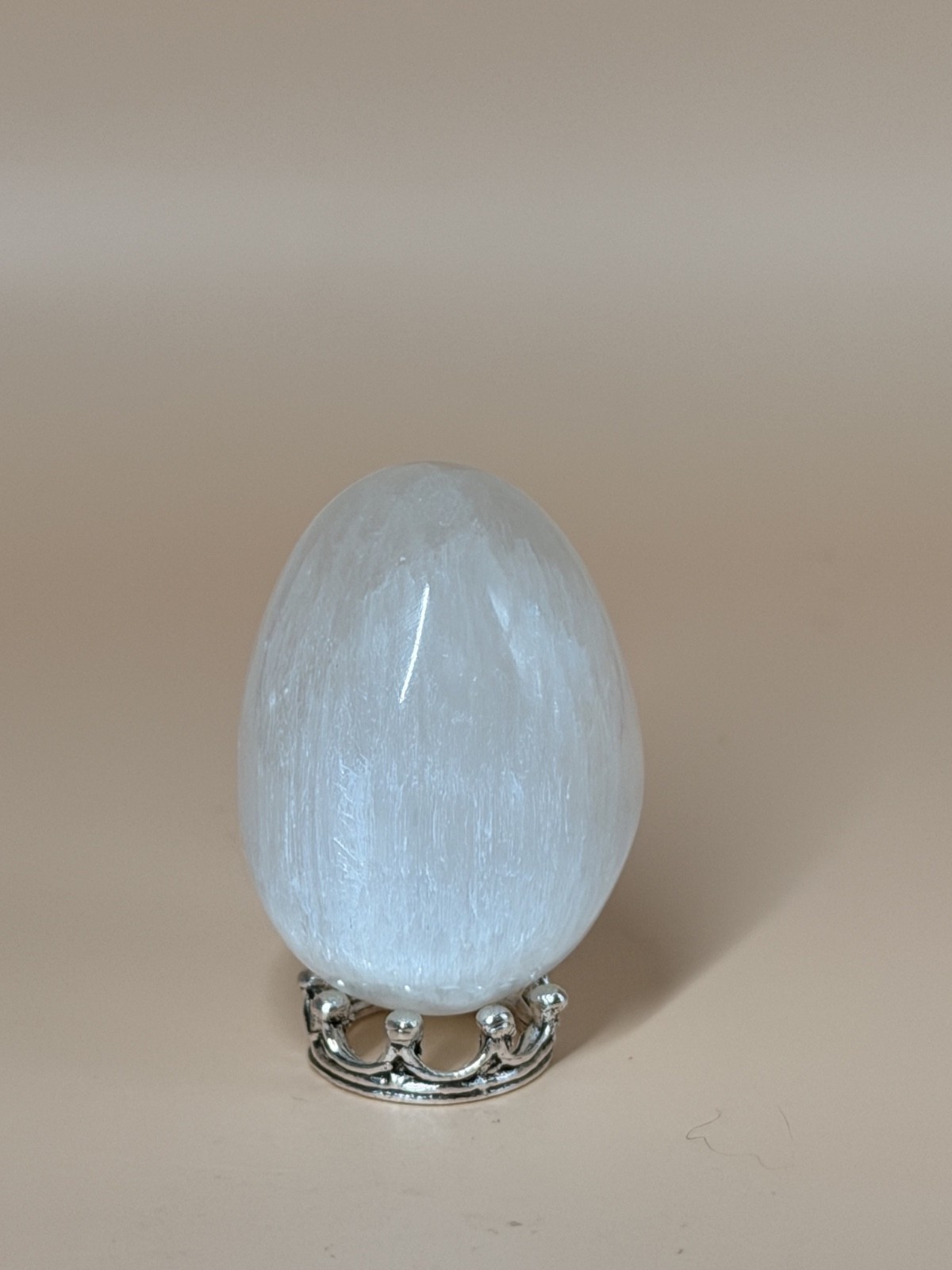 Selenite Egg 2in Satin Spar Crystal Egg White Cleansing Egg