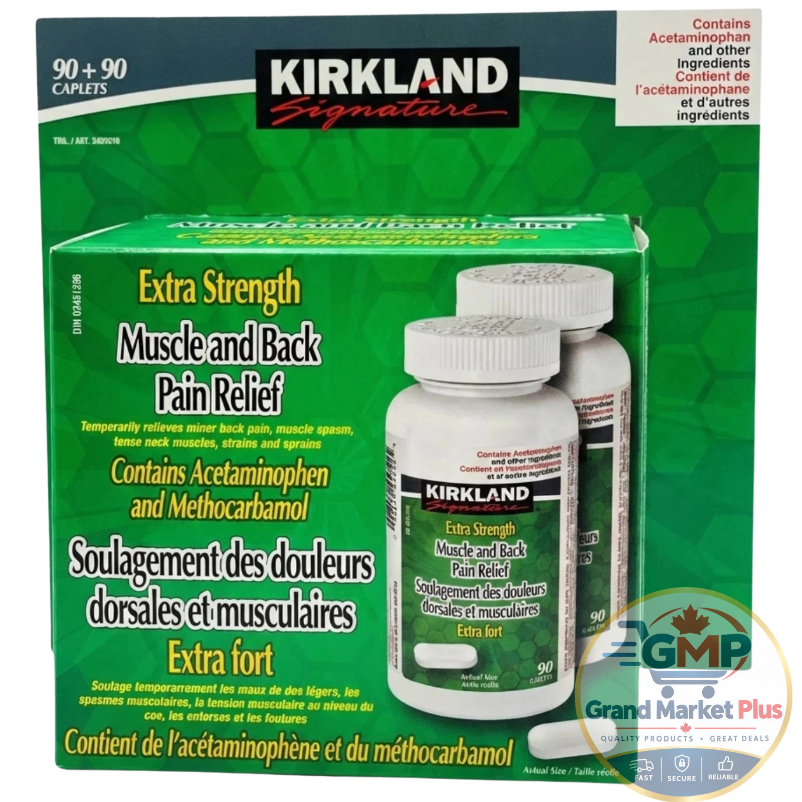 MUSCLE And BACK Pain Relief Extra Strength KIRKLAND (2X90) 180 CAPLETS EXP 2029