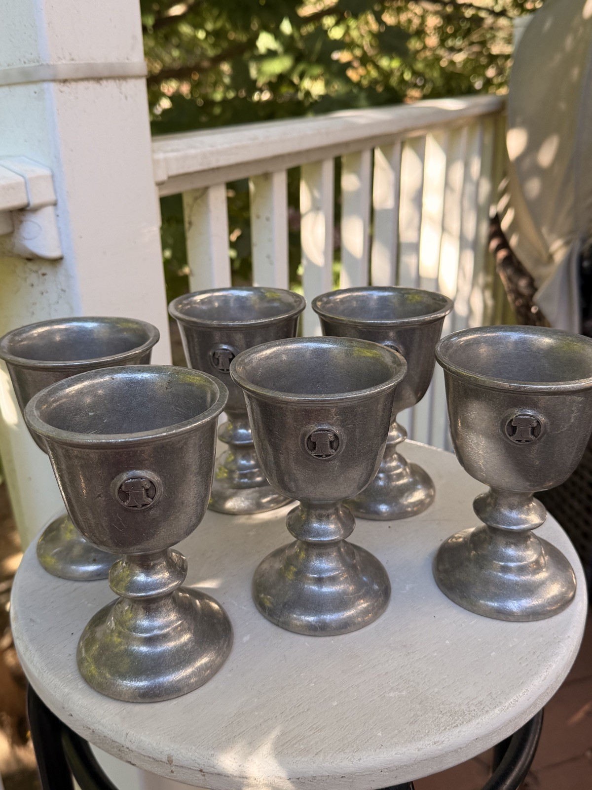 Set of 6 VINTAGE RWP USA WILTON Carriage Rare HEAVY SOLID PEWTER Goblets Cups