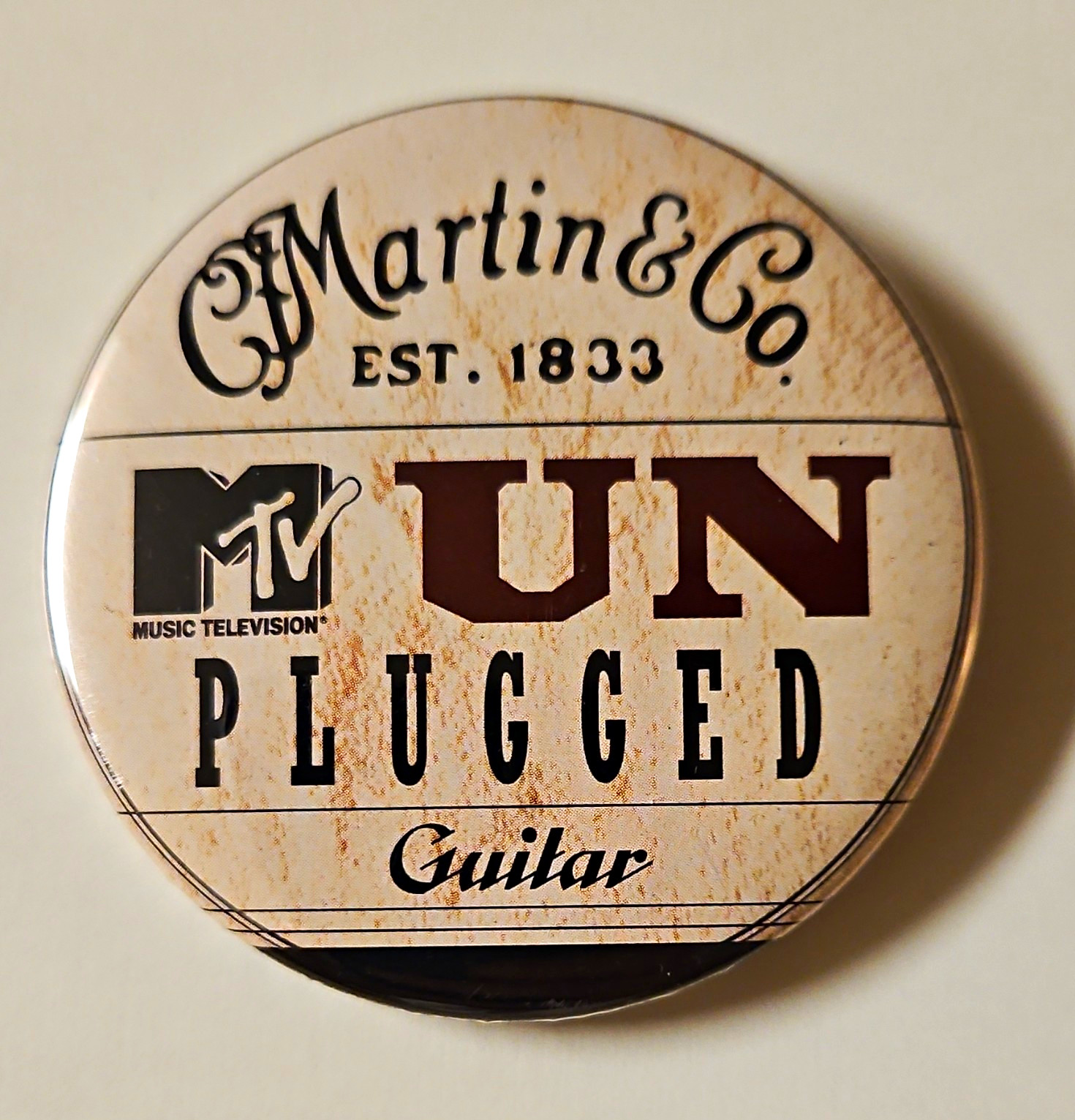 Vintage MTV and Guitar 1 of a Kinda Orginal Promo Badge Pin