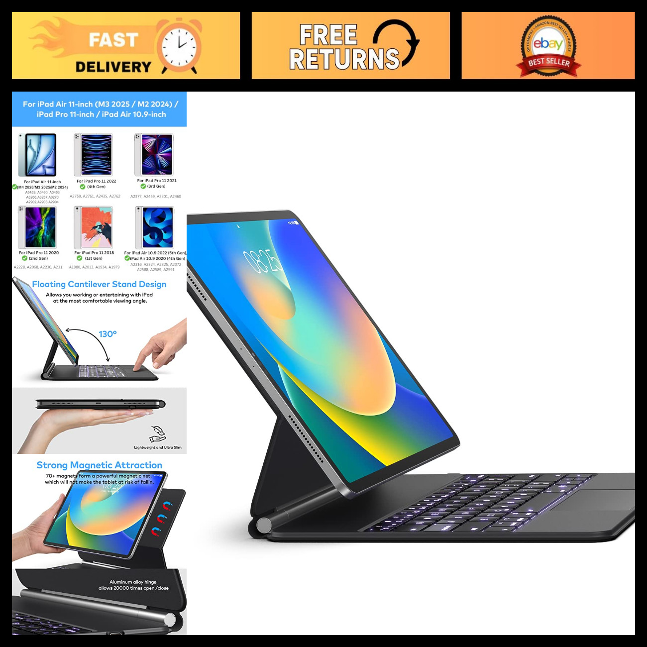 Keyboard Case for iPad Air 11-inch (M4 2026/M3 2025/M2 2024) & iPad Pro 11 inch(