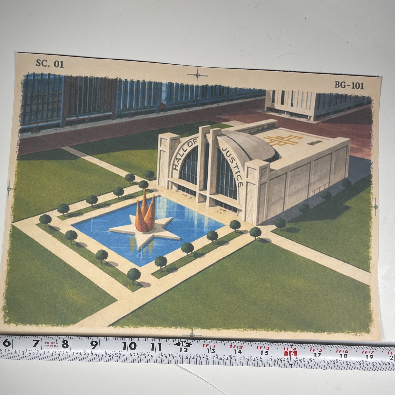SUPER FRIENDS Animation Cel Background Vintage PRINT Cartoon Art HALL OF JUSTICE