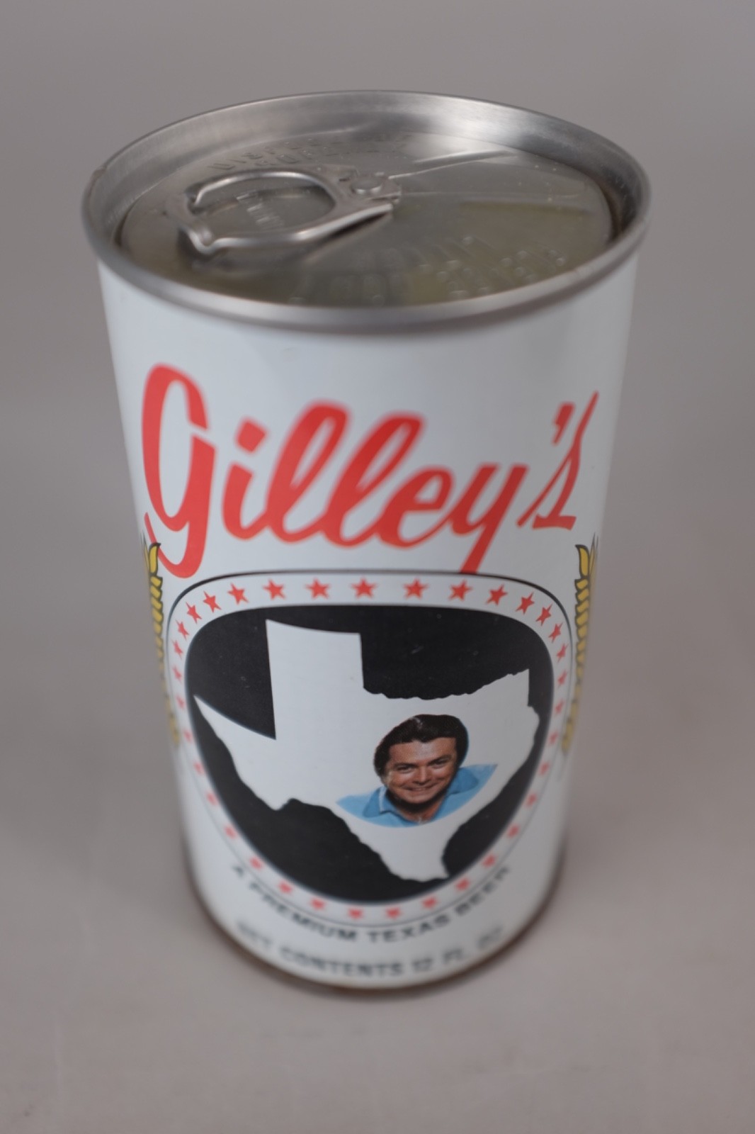 1970s GILLEY\'S Premium Beer Can 12 oz. Tab Top TEXAS Spoetzl Brewery Shiner STAR